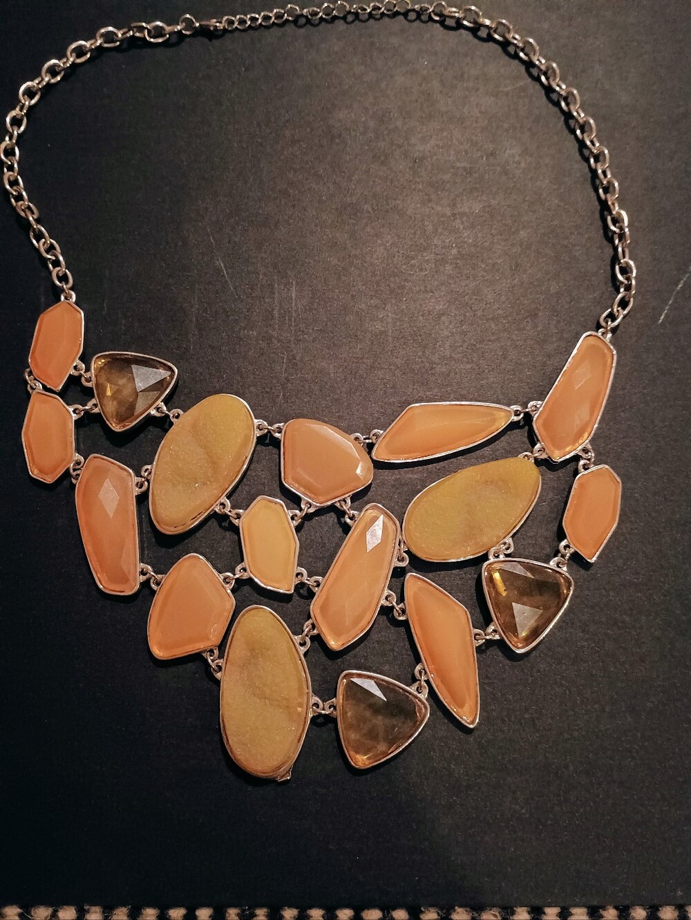 Peach Statement Bib Necklace - Women Jewelry